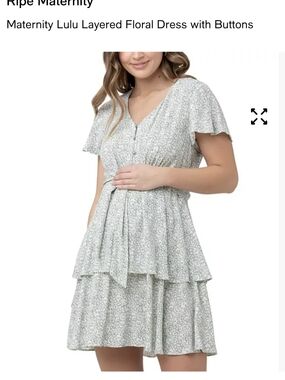 Ripe Maternity Lulu Layered Floral Mini Dress in Sage Green